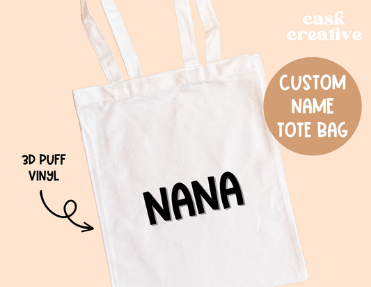 Custom Name Gift Set: Tote Bag Zipper Pouch with Name