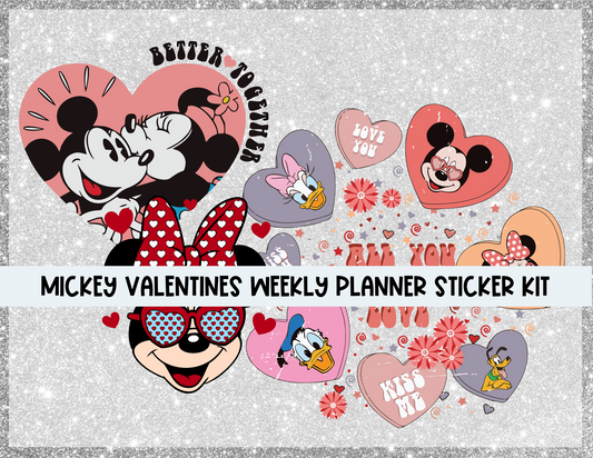 Planner Stickers: Mickey Valentines Weekly Planner Sticker Kit