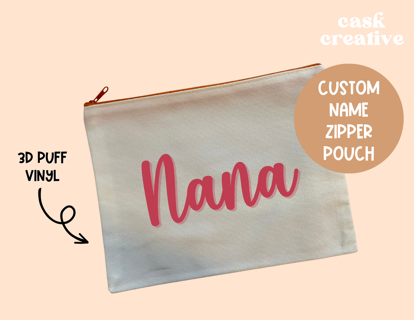 Custom Name Gift Set: Tote Bag Zipper Pouch with Name