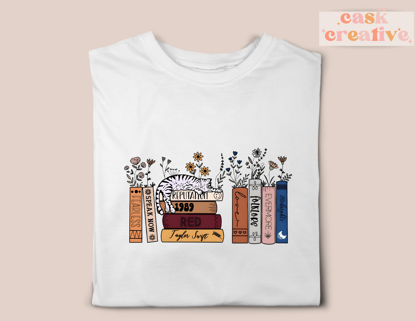 Teacher Unisex Adult and Youth T-shirt, Sweatshirt: TS Eras Brown Books with Cat