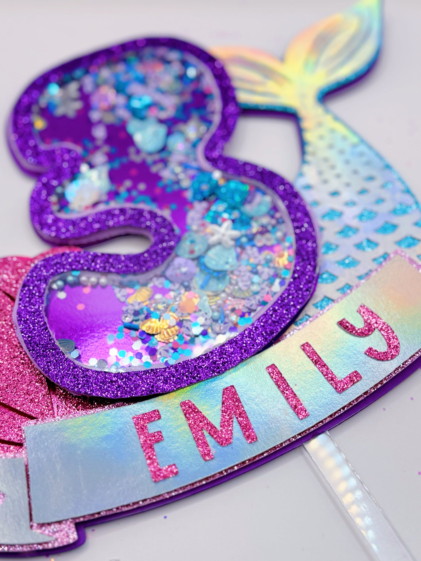 3D Shaker Glitter Birthday Cake Topper: Custom - ANY THEME