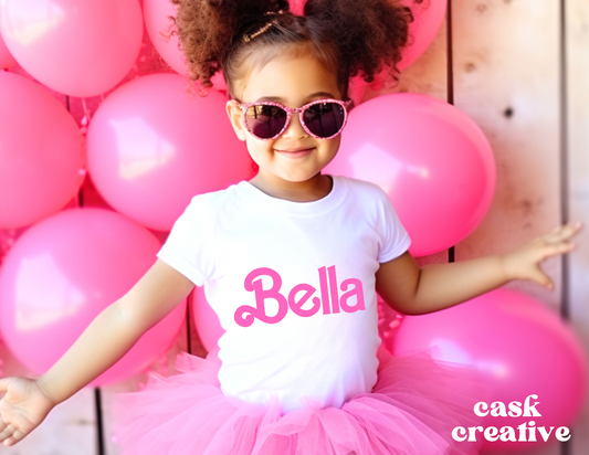 Pink Girls Birthday Kids T-Shirt: Toddler and Youth Tee Custom with Name