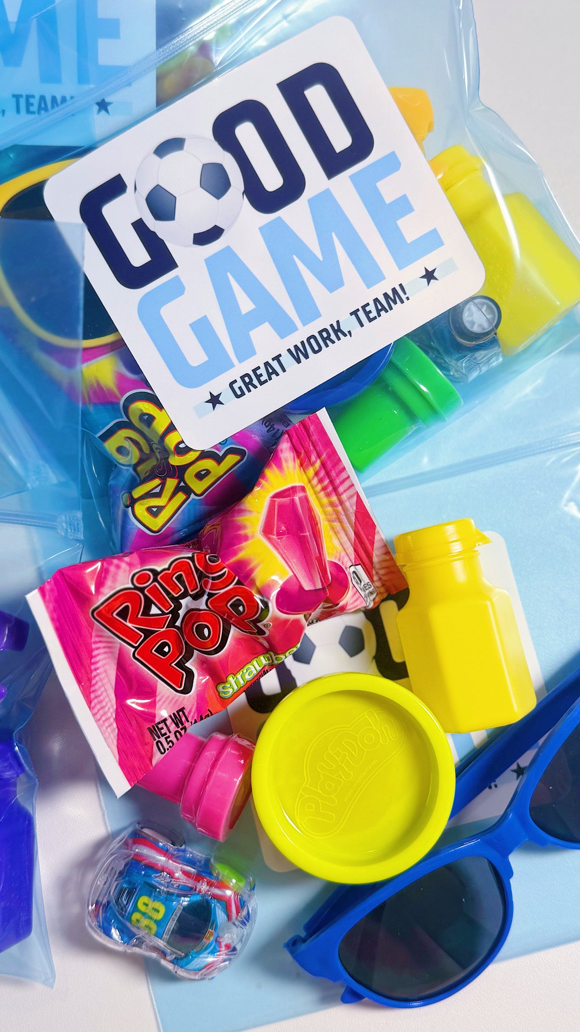 Sports Snack Bags with custom label and toys - Any Theme