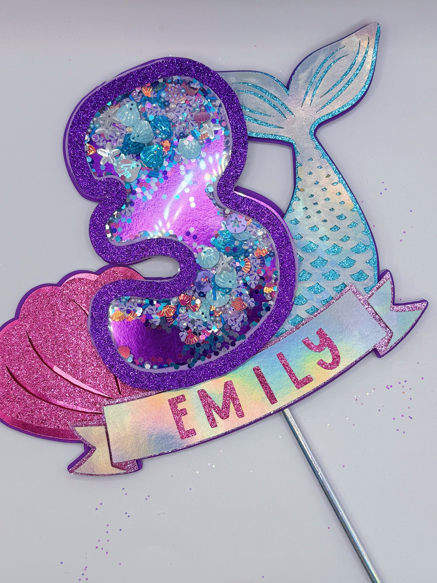 3D Shaker Glitter Birthday Cake Topper: Custom - ANY THEME