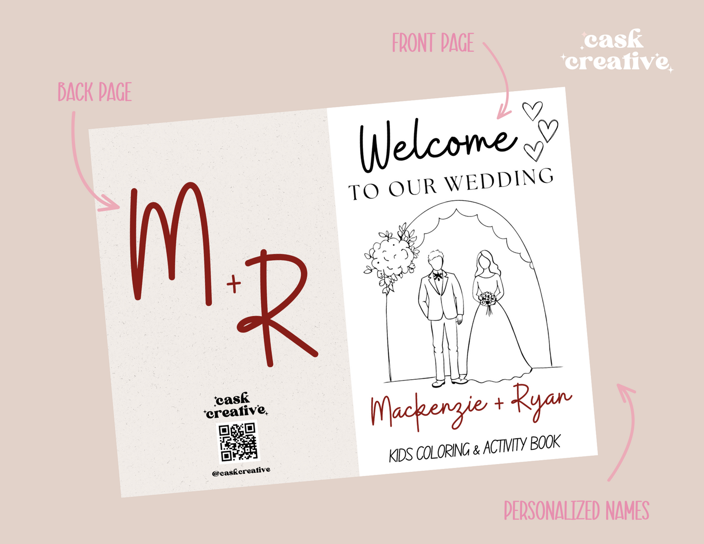 Custom Personalized Wedding Kids Coloring Pages Activity Book Wedding Party Favors