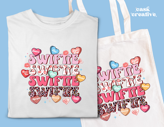 Unisex Youth and Adult T-shirt or Tote Bag: Valentine's Day Swiftie Hearts