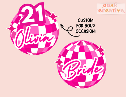 Pink Disco Women's T-Shirt: Birthday Party Tee Custom with Name