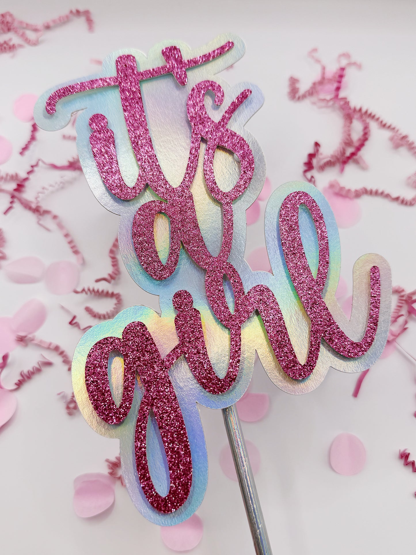 Phrase Cake Topper: Custom - Layered Foil Glitter