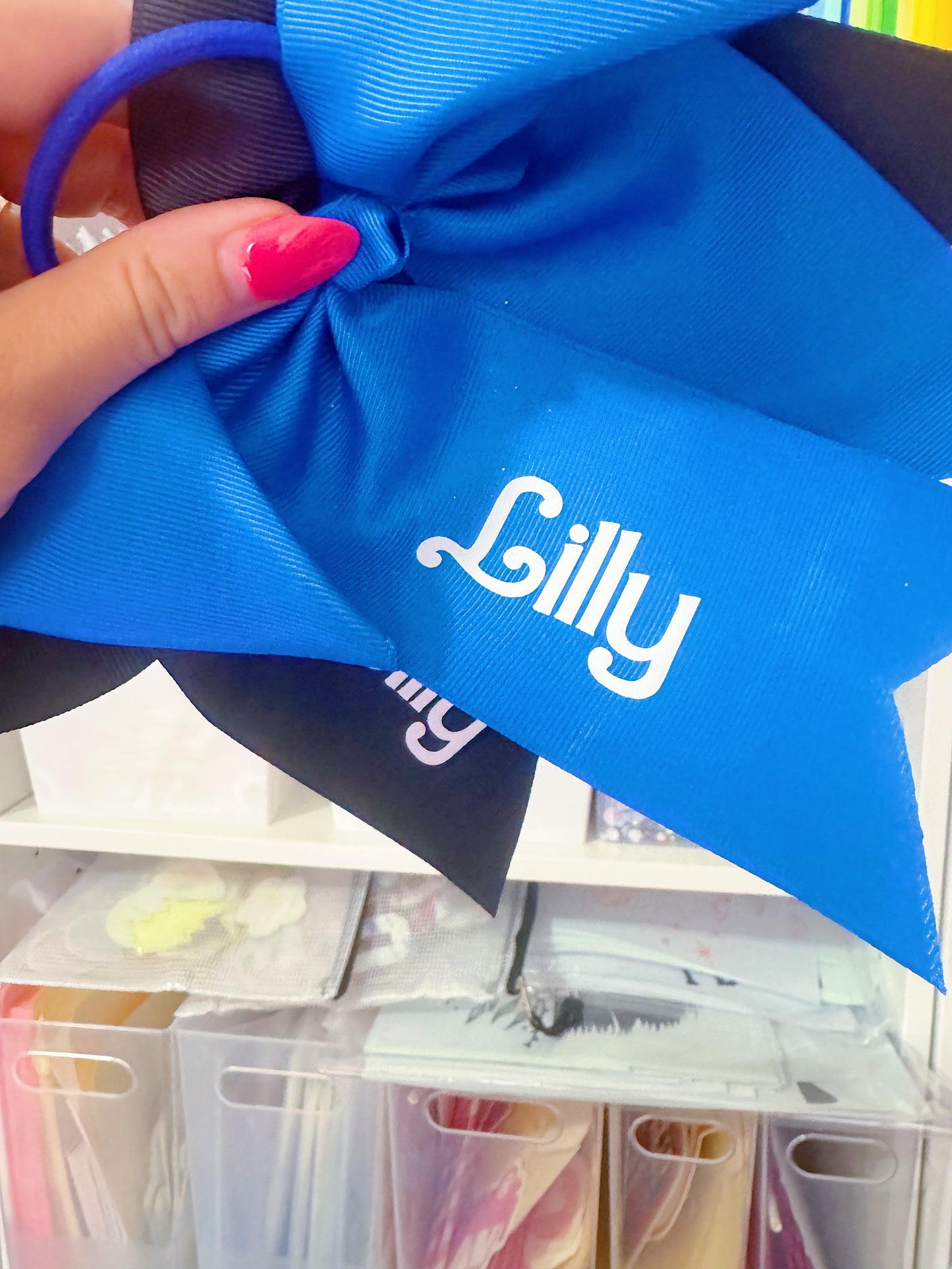 Large Ribbon Hair Bow with Name - Dance/Cheer