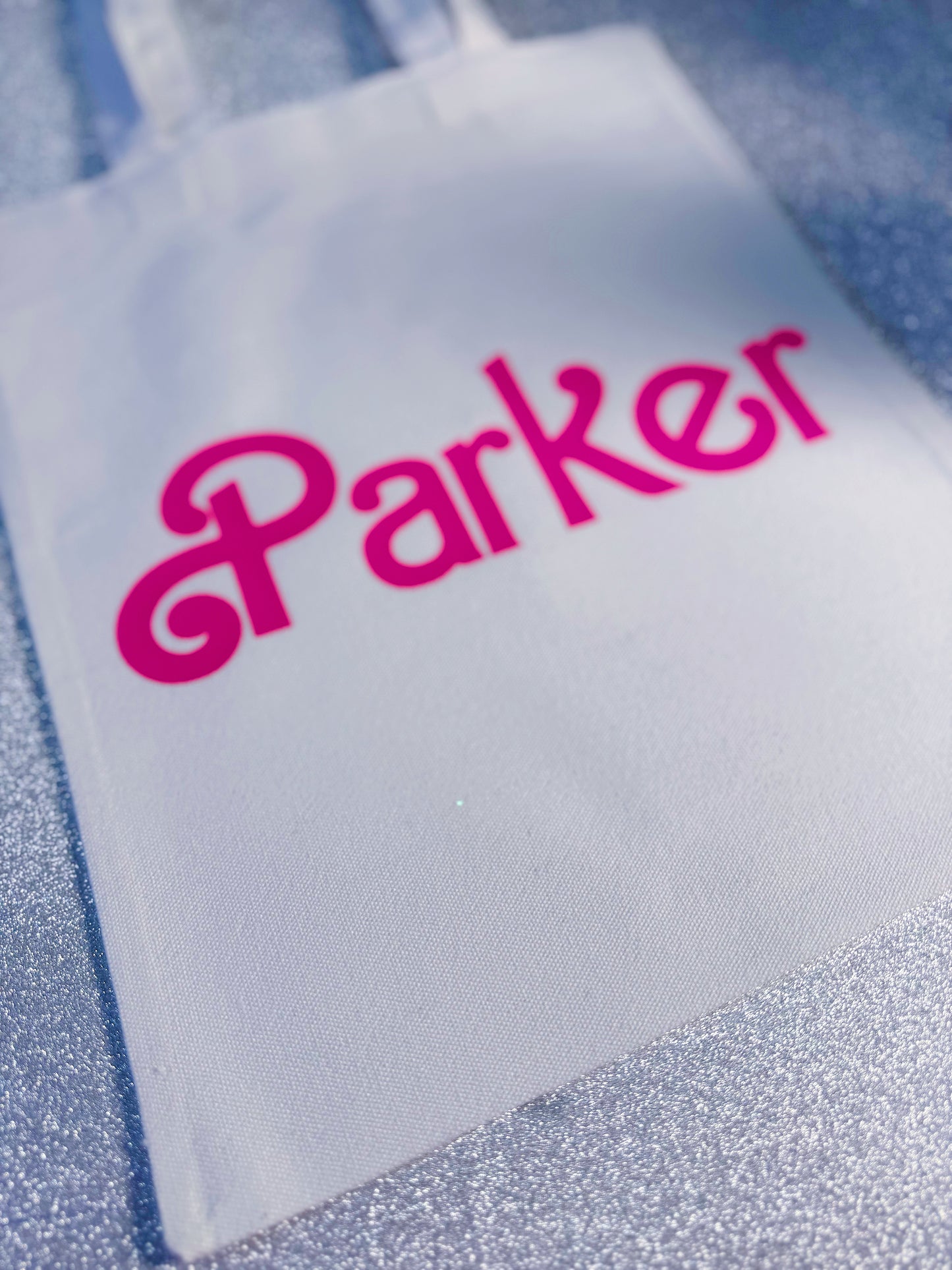 Girly Pink Swirly Name Tote Bag: Custom Name Gift, Pick Your Font Color