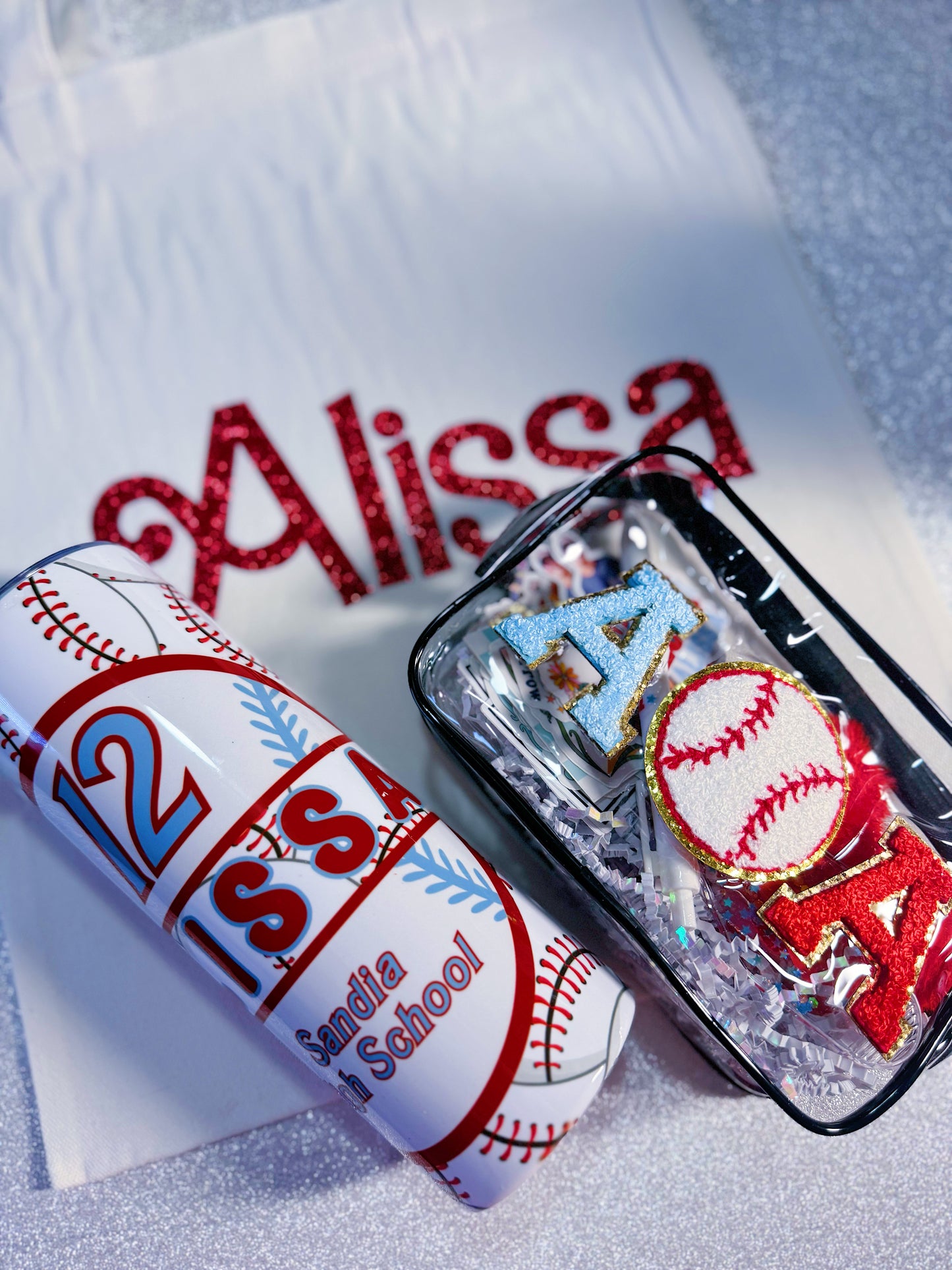 Mini Clear Zipper Bag with Chenille Patches