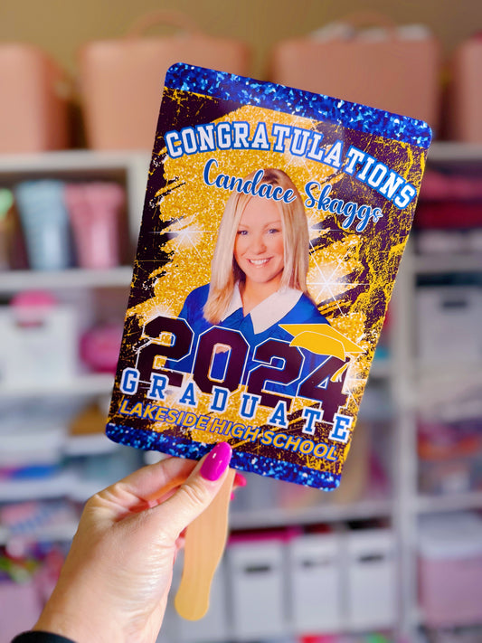 Graduation 2024 Double Sided Fan: With Custom Wording and Photo