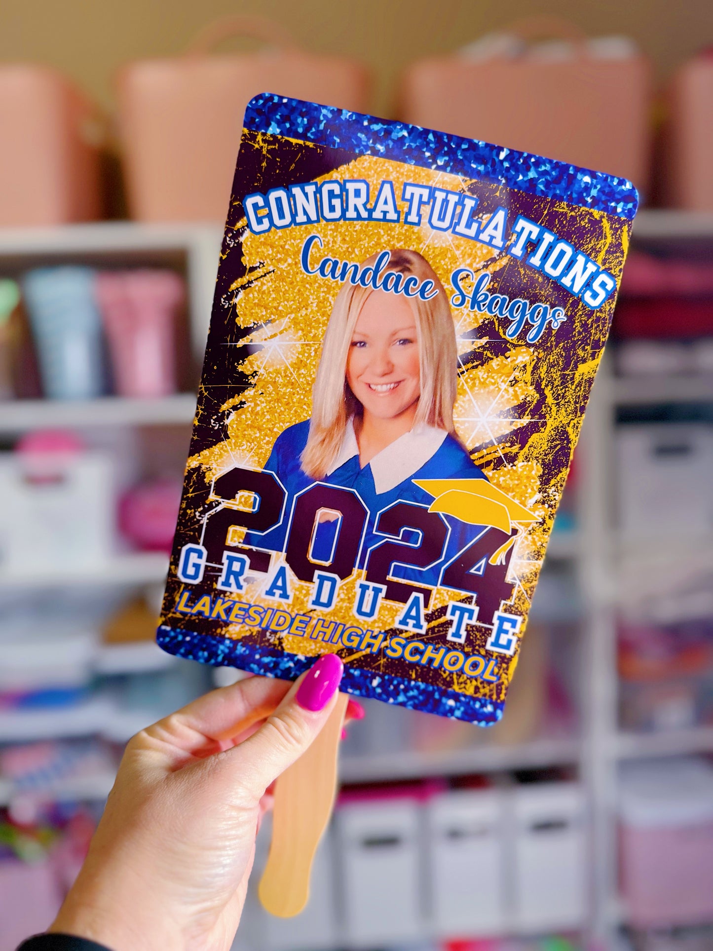 Graduation 2024 Double Sided Fan: With Custom Wording and Photo
