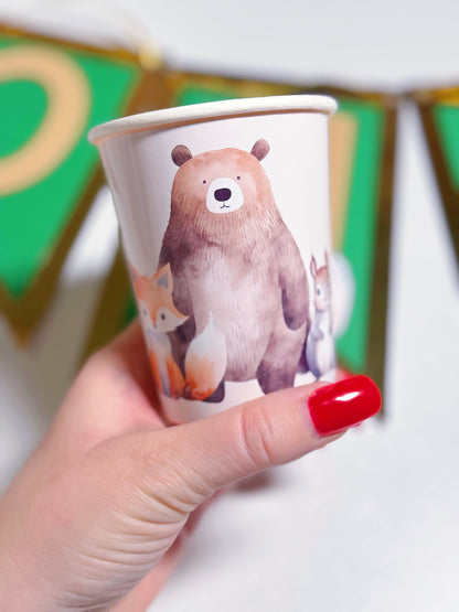 Woodland Animals Paper Cups, Set of 12