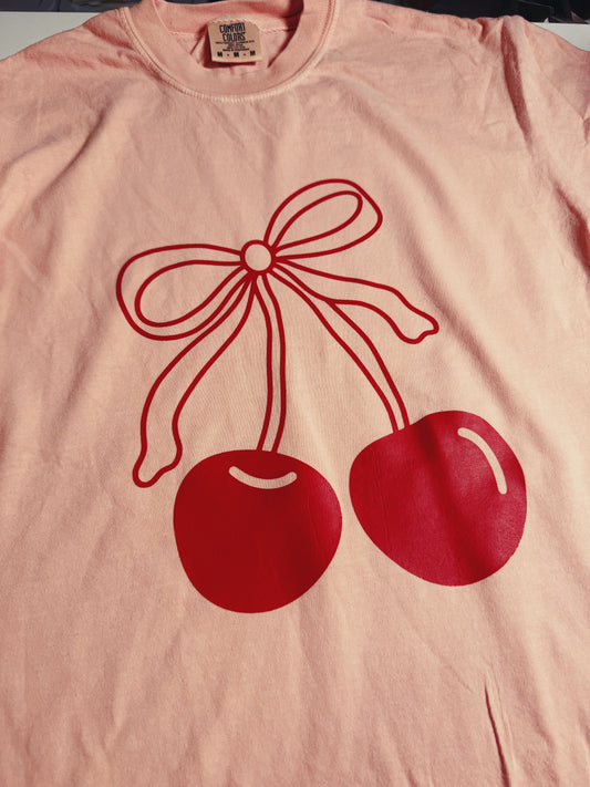 Adult T-shirt Bow Cherries