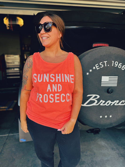 Adult Neon Summer Tank Top Sunshine and Prosecco