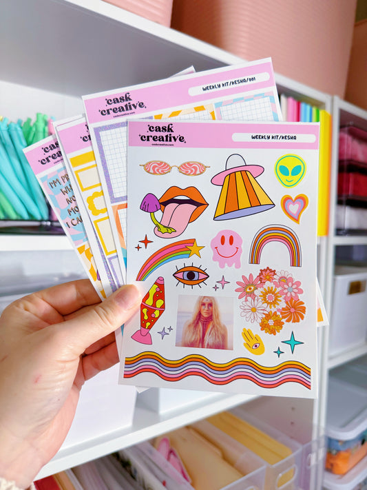 Planner Stickers: Kesha Trippy Weekly Planner Sticker Kit