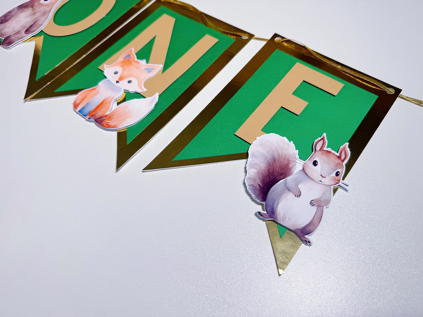 Woodland Animals Highchair Banner "ONE" First Birthday