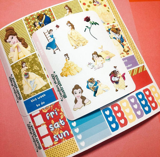 Planner Sticker Vertical Weekly Kit: Beauty and the Beast Belle
