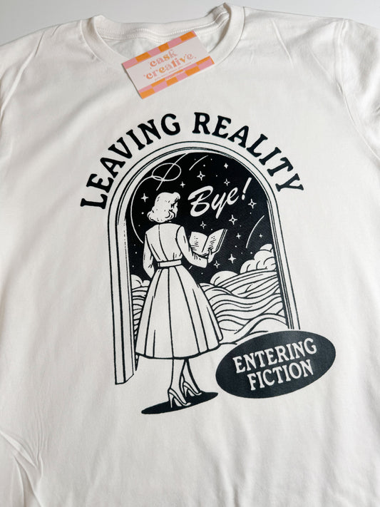 Vintage White Adult T-shirt: Leaving Reality...