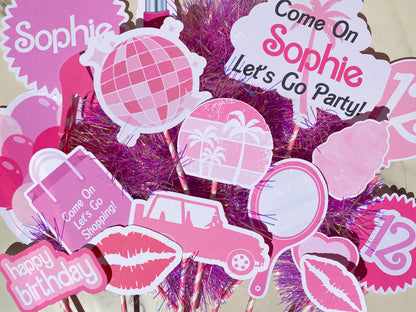 Photo Props: Girly Pink Glitter Custom Name and Occasion