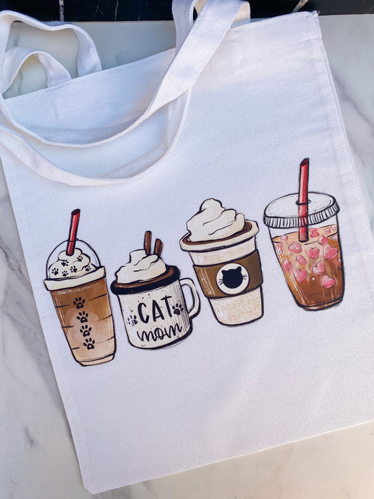 Tote Bag: Iced Coffee Cat Mom Tote