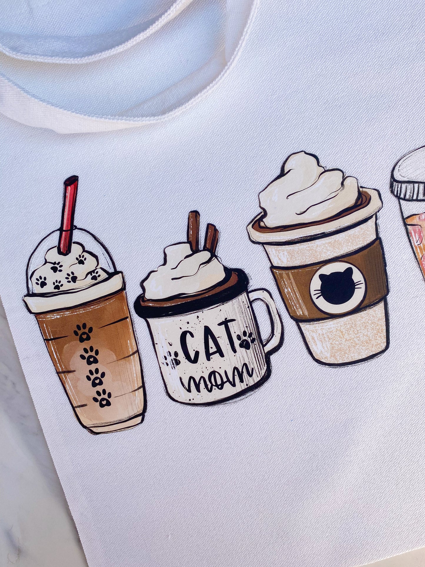 Tote Bag: Iced Coffee Cat Mom Tote