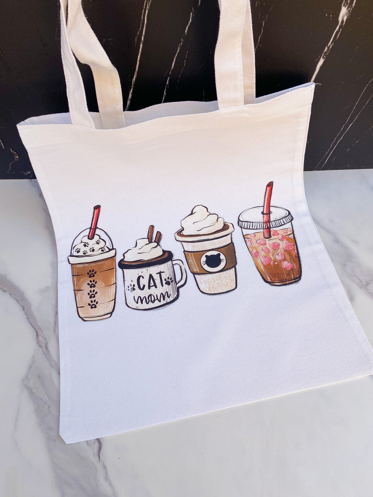 Tote Bag: Iced Coffee Cat Mom Tote