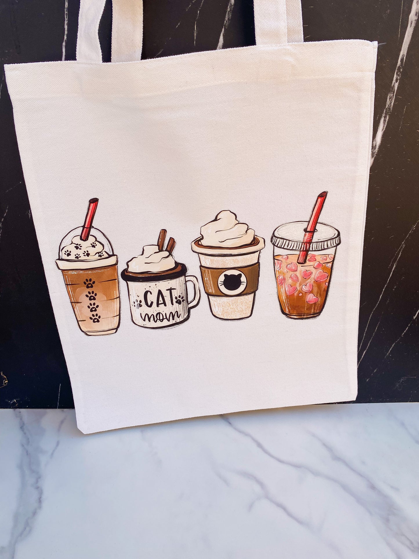 Tote Bag: Iced Coffee Cat Mom Tote