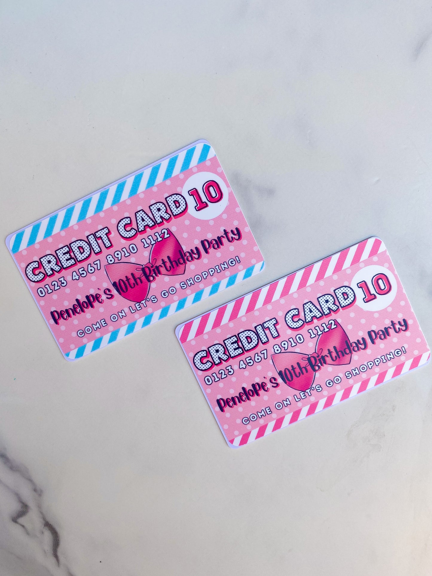 Party Favors: Polka Dot Glam Dolls Custom Pretend Birthday Credit Card