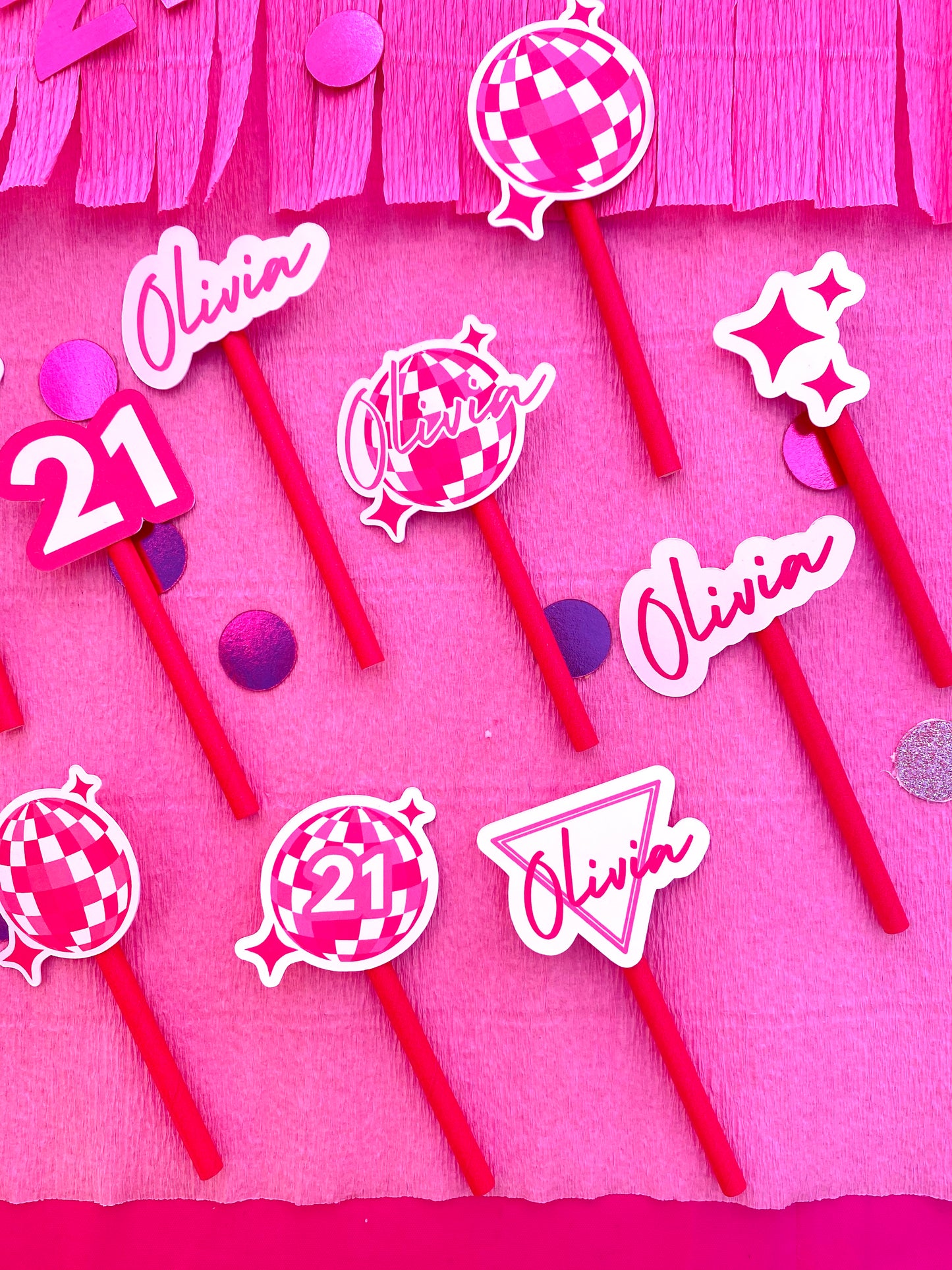 Printed Cupcake Toppers: Pink Disco Custom - ANY THEME