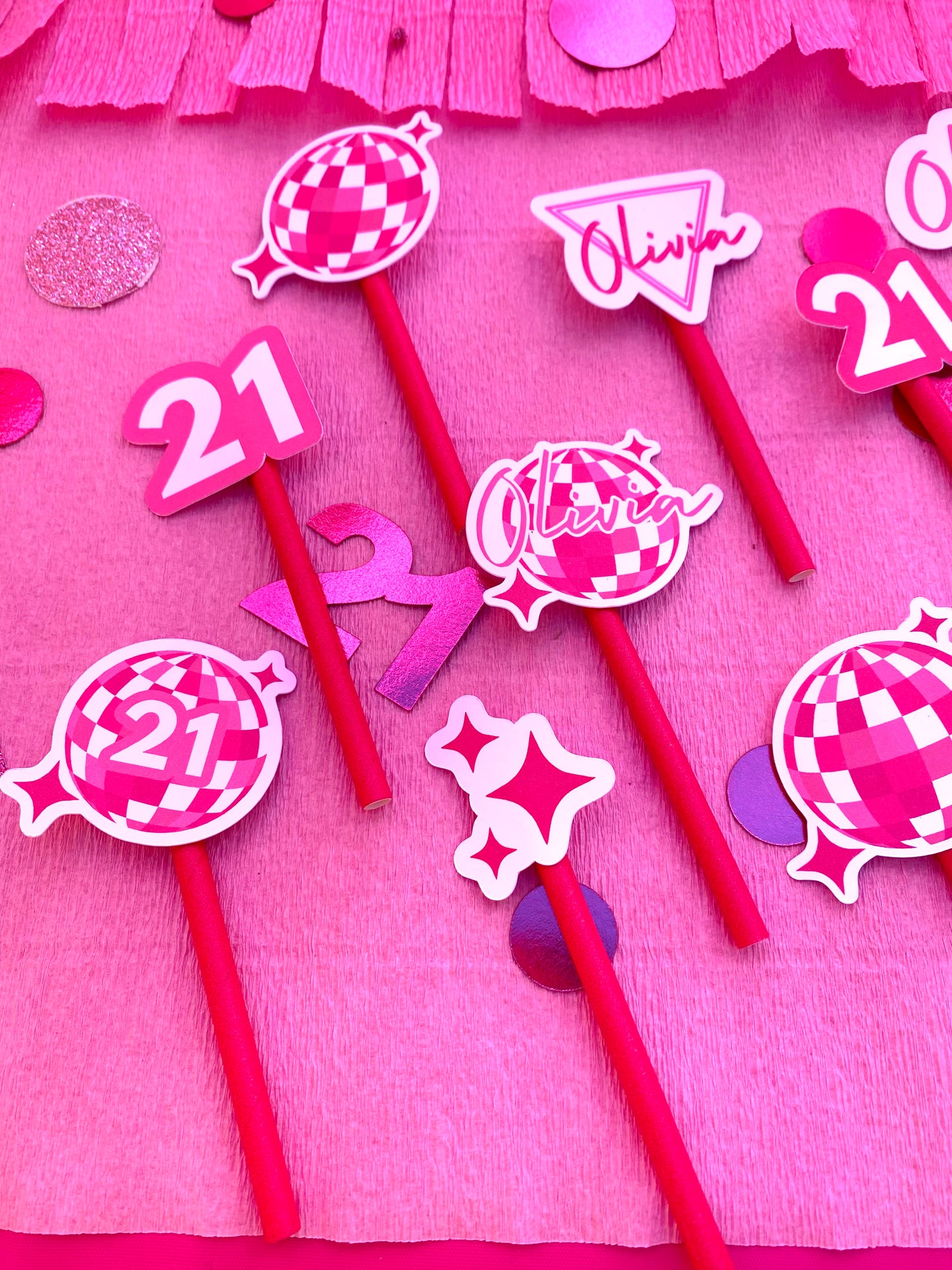 Printed Cupcake Toppers: Pink Disco Custom - ANY THEME