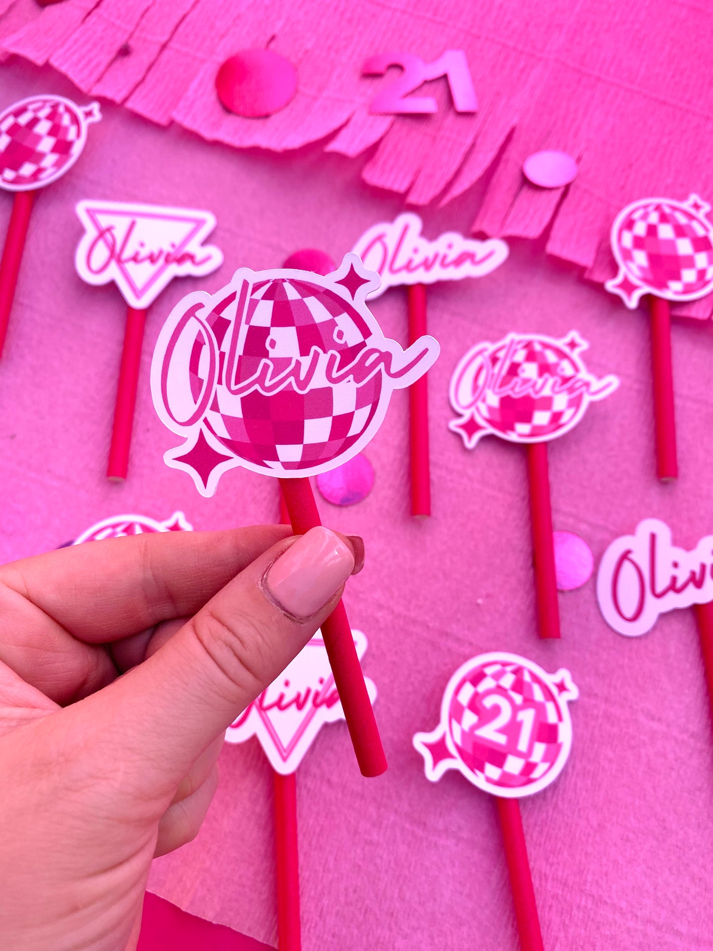 Printed Cupcake Toppers: Pink Disco Custom - ANY THEME