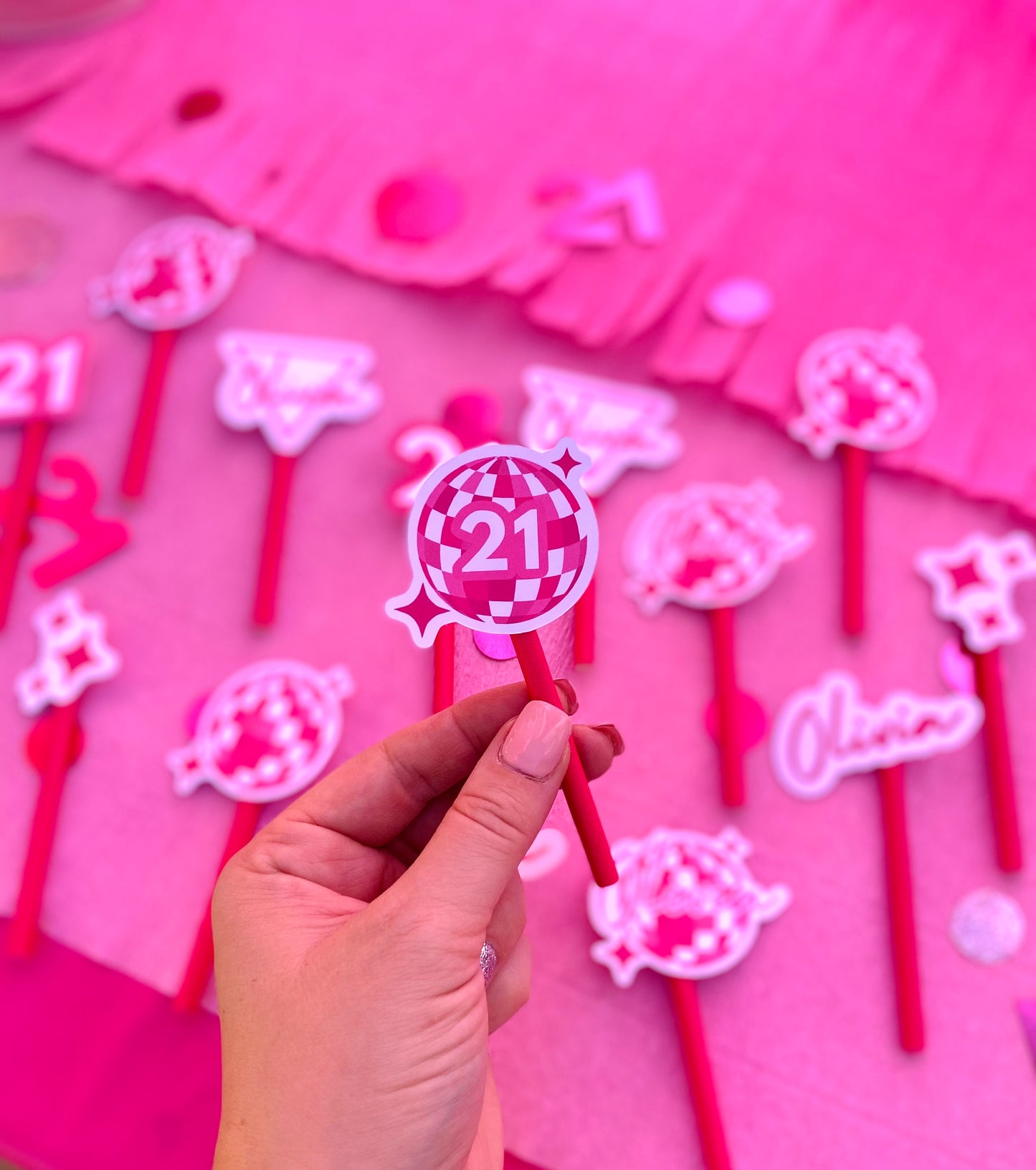 Printed Cupcake Toppers: Pink Disco Custom - ANY THEME