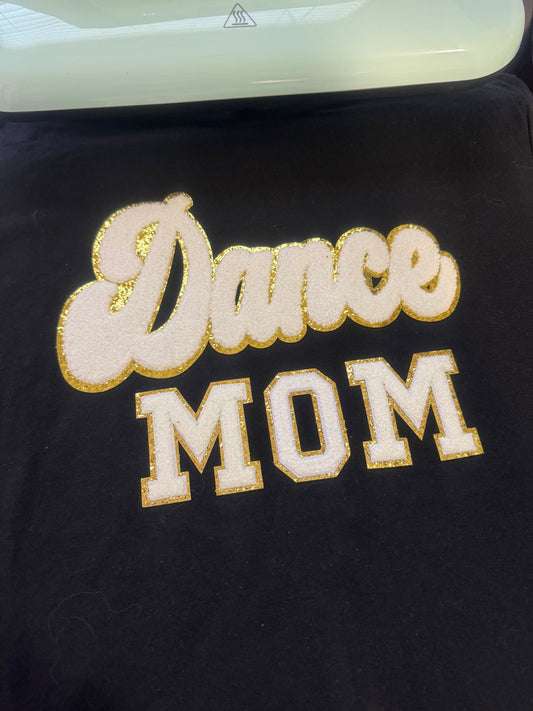 Sports Mom T-shirt with Chenille Patches - Dance / Cheer Mom