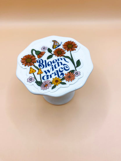 Die Cut Sticker: Floral Bloom with Grace