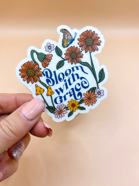 Die Cut Sticker: Floral Bloom with Grace