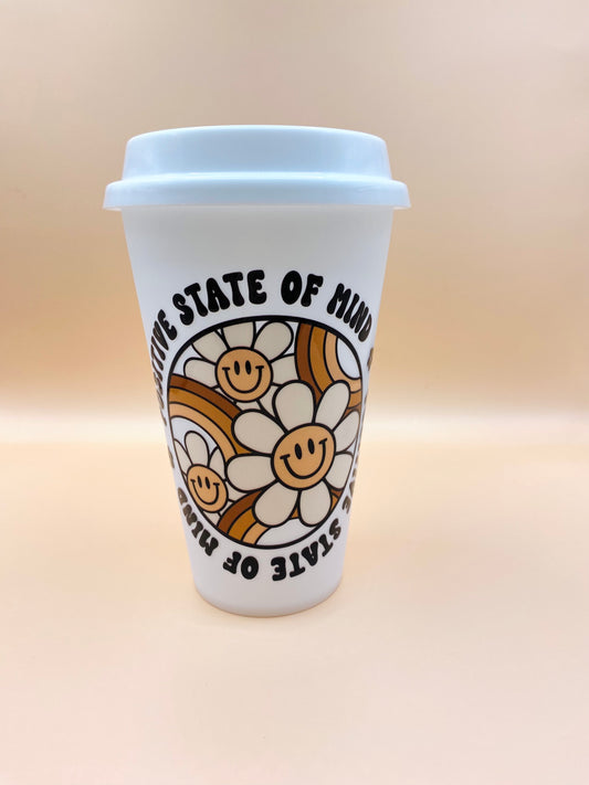 White Coffee Travel Mug: Positive State of Mind