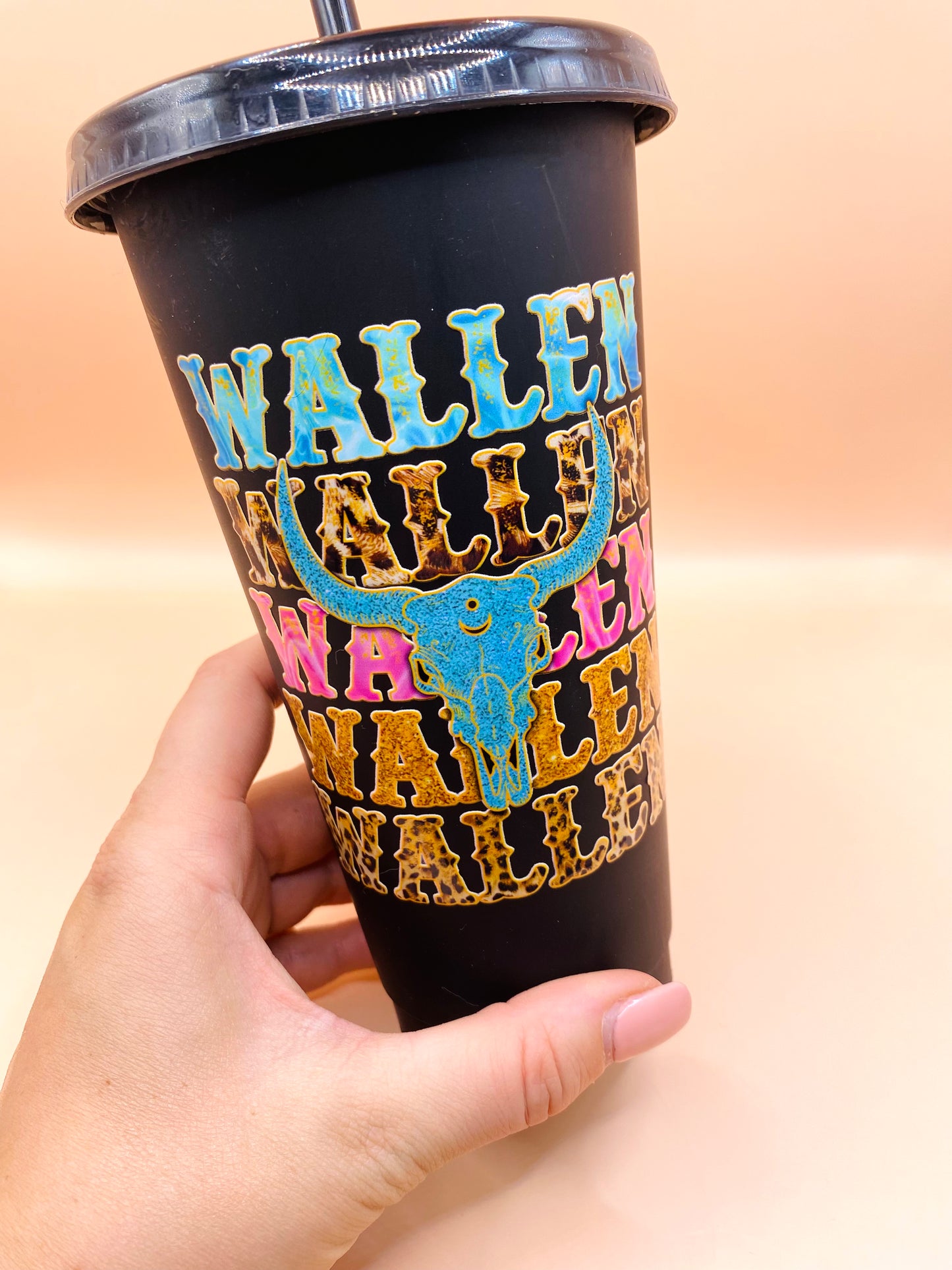 SALE 24oz Plastic Cup with Lid and Straw: Country Wallen