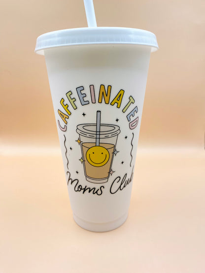 24oz Plastic Cup with Lid and Straw: Caffeinated Moms Clubs