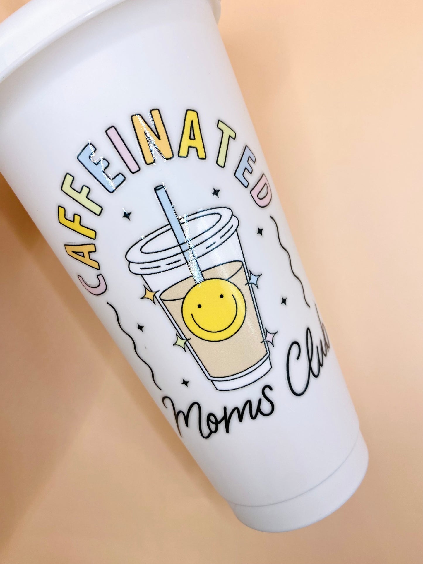 SALE 24oz Plastic Cup with Lid and Straw: Caffeinated Moms Clubs