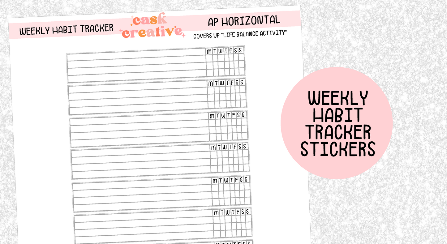 Weekly Habit Tracker Planner Stickers: Full Size Sticker Sheets