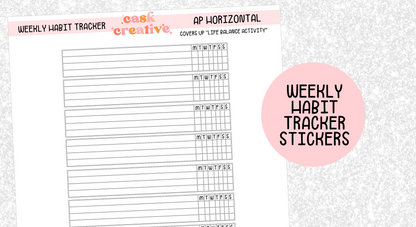Weekly Habit Tracker Planner Stickers: Full Size Sticker Sheets