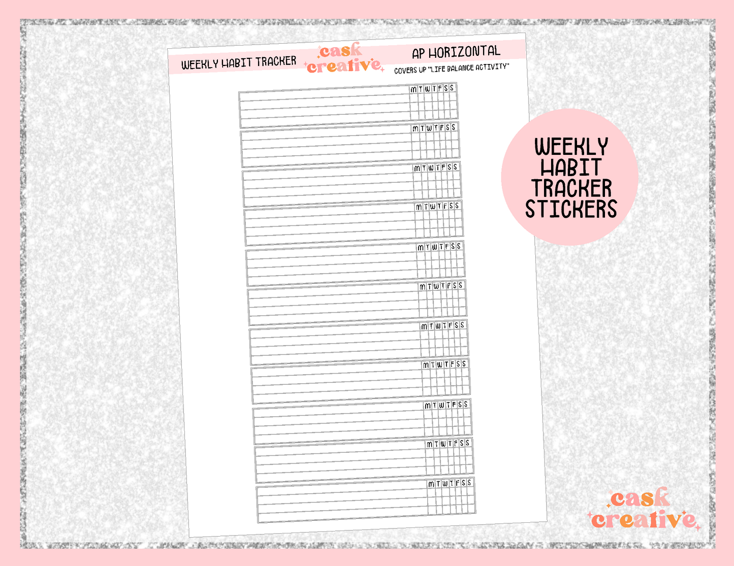 Weekly Habit Tracker Planner Stickers: Full Size Sticker Sheets