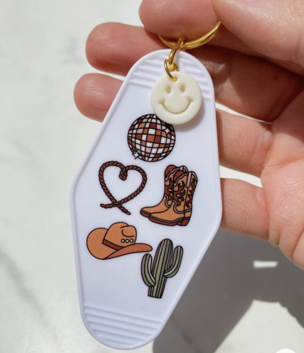 Motel Keychain: Retro Desert Cowgirl Keychain