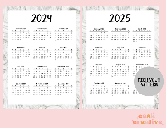 2024-2025 Yearly Calendar Planner Sticker: Full Size Sticker Sheet