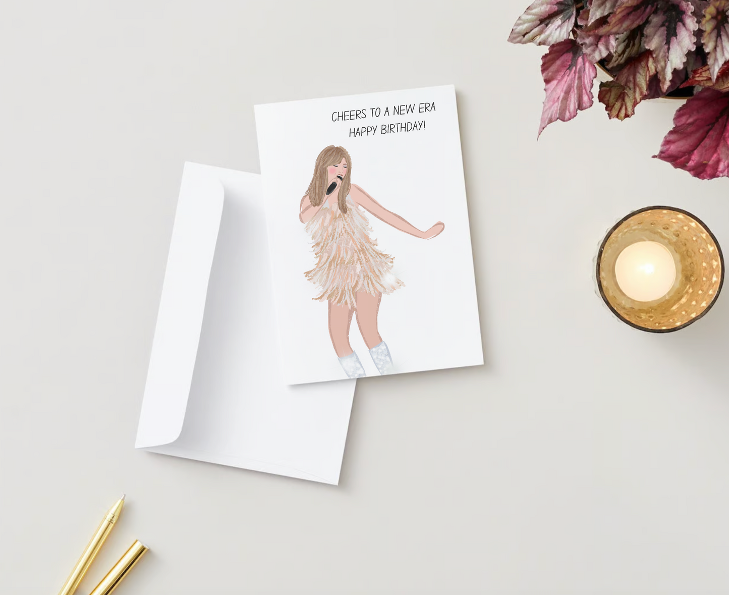 Printed 5x7 Folded Illustration Card: Swiftie Birthday Era