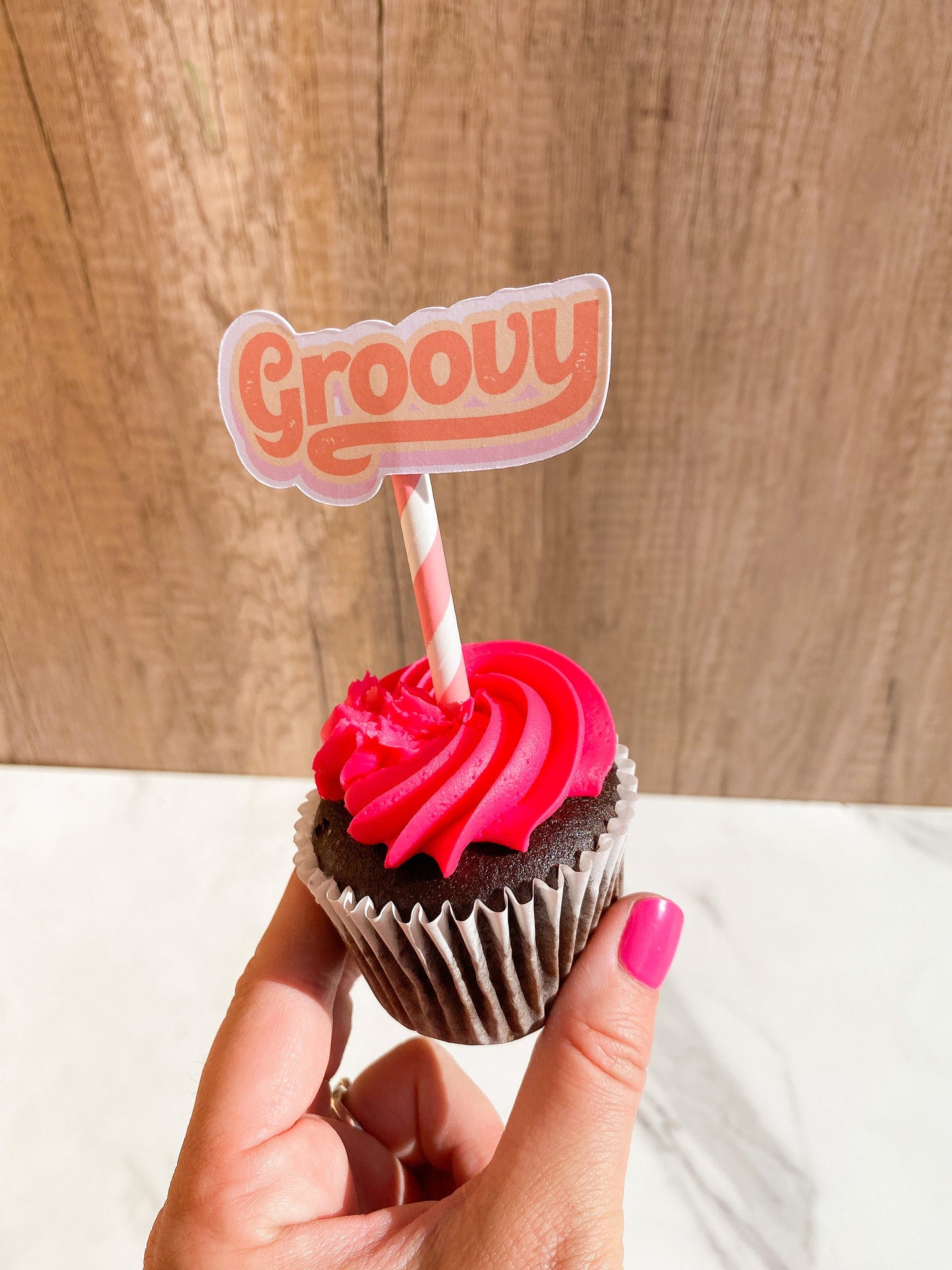 Cupcake Toppers: Groovy Flowers Custom with Name and Age