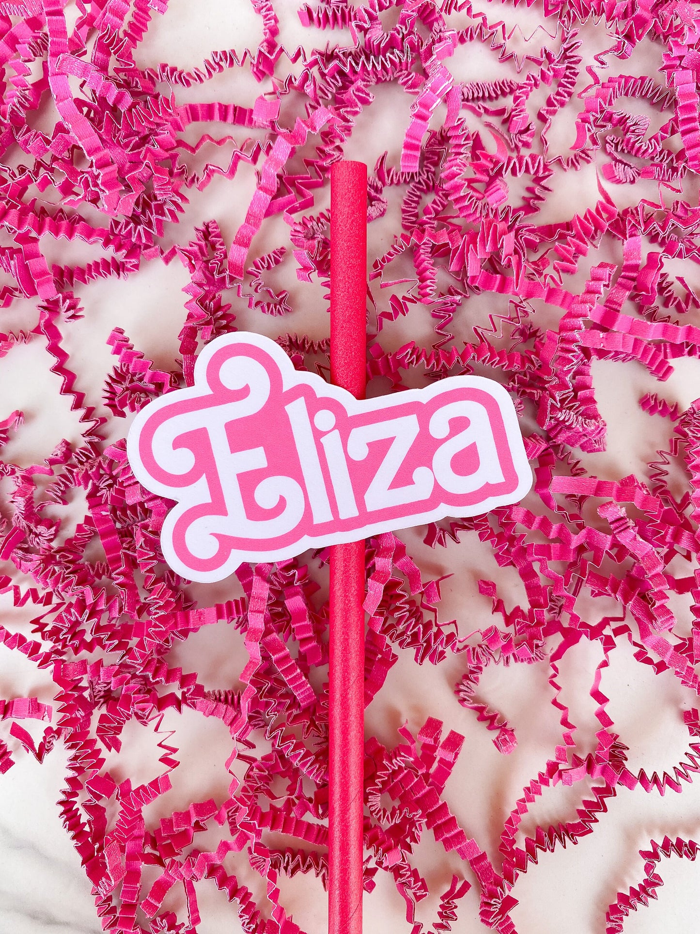 Straw Toppers: Girly Pink Custom with Name