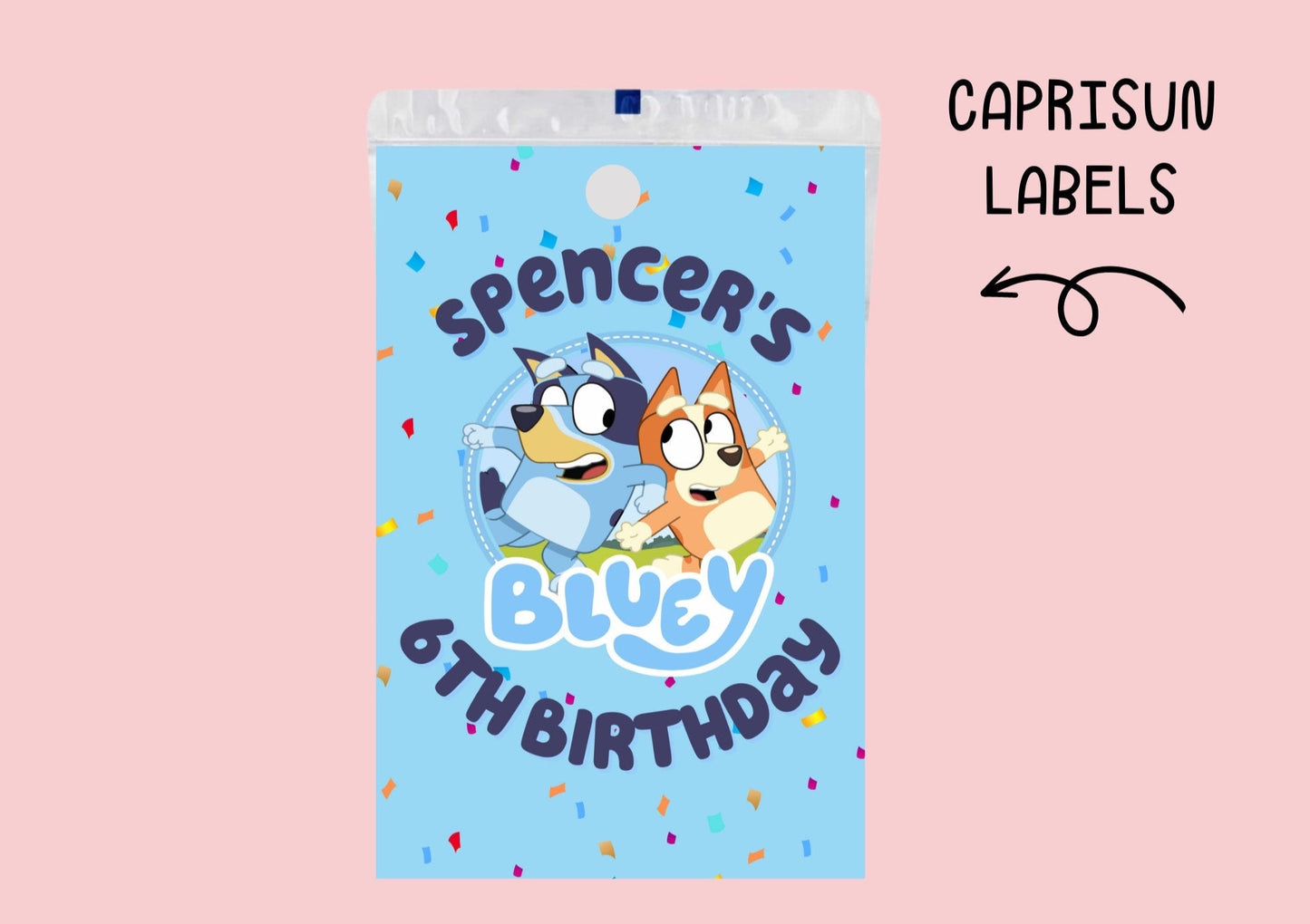 Bluey Capri Sun Labels Printed Party Favors: Custom - ANY THEME